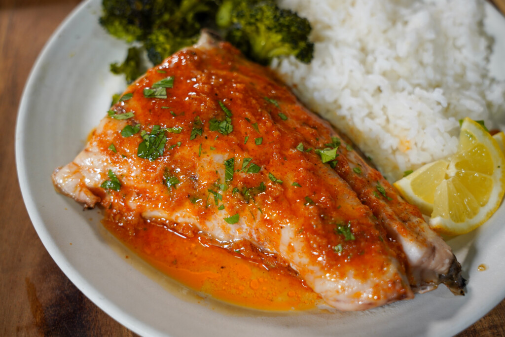 Cajun Butter Grilled Red Drum on the Half Shell