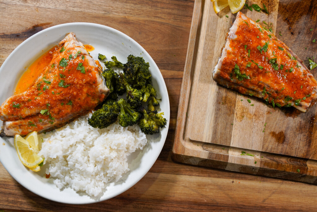 Cajun Butter Grilled Red Drum on the Half Shell